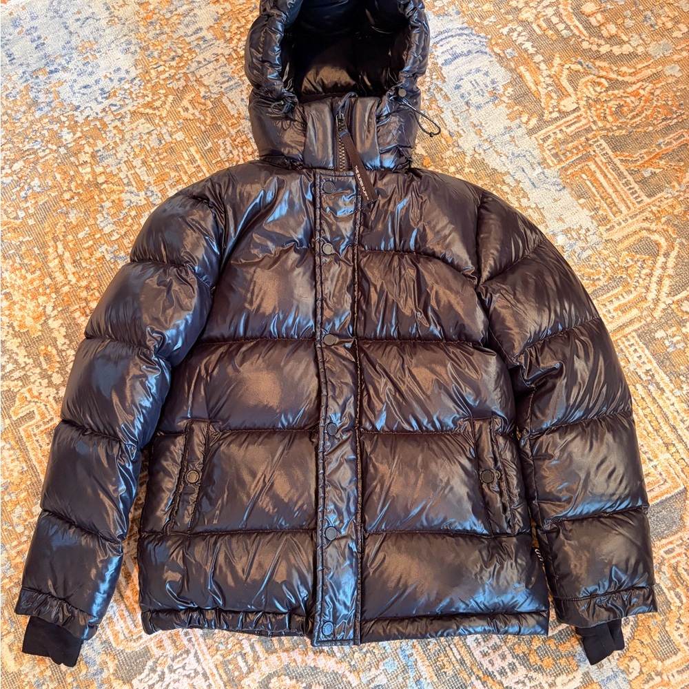 Aritzia Shiny Black Super Puff Jacket